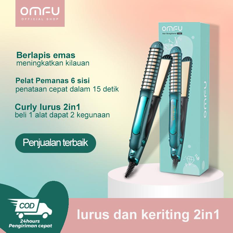 Omfu Catokan Curly Lurus 2in1 Penjepit Rambut Pemanasan Di Semua Sisi