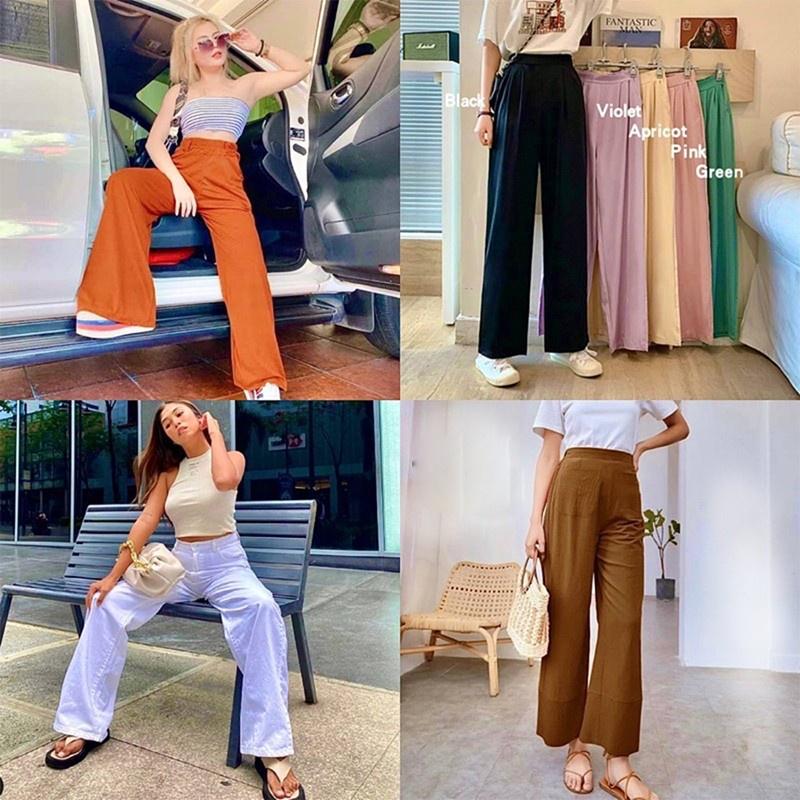 Kily.PH Wide Leg Pants Cotton Flare Pants Square Pants 19A0027