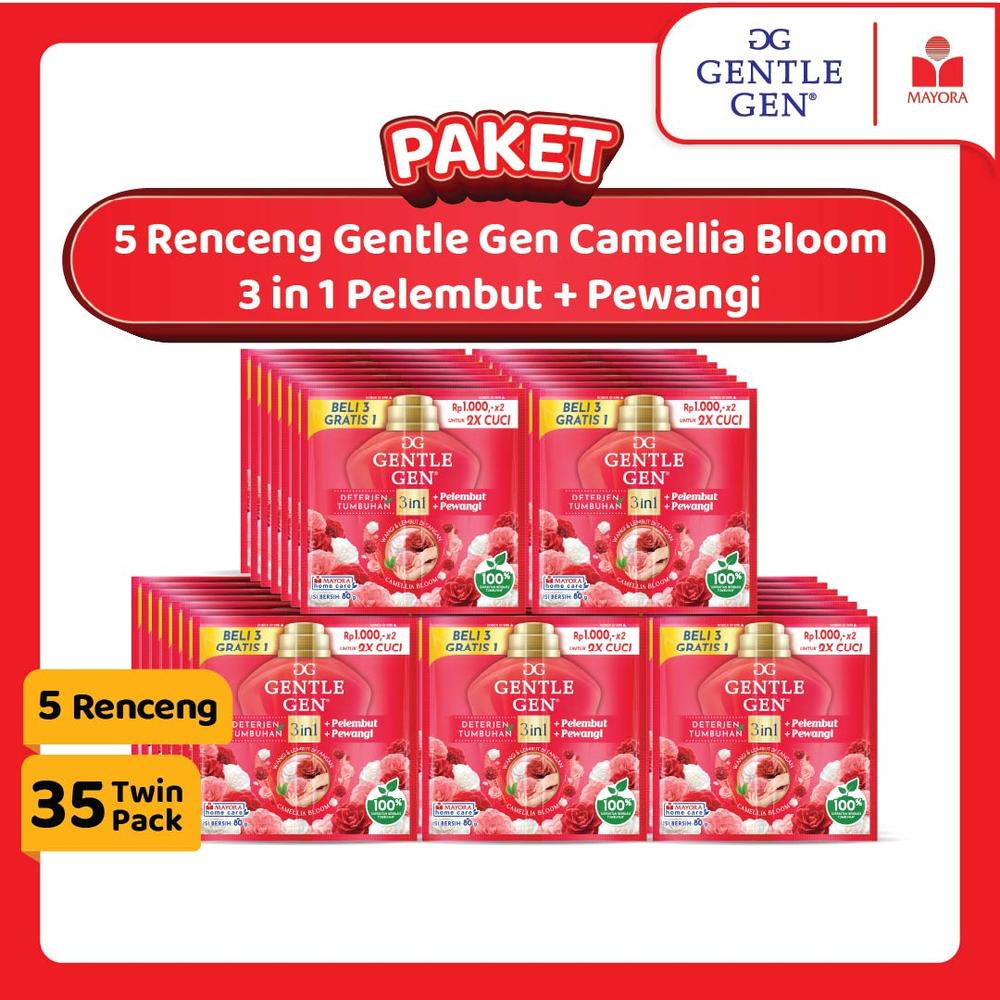 Paket 5 Gentle Gen Deterjen Cair Camellia Bloom Twinpack Sachet