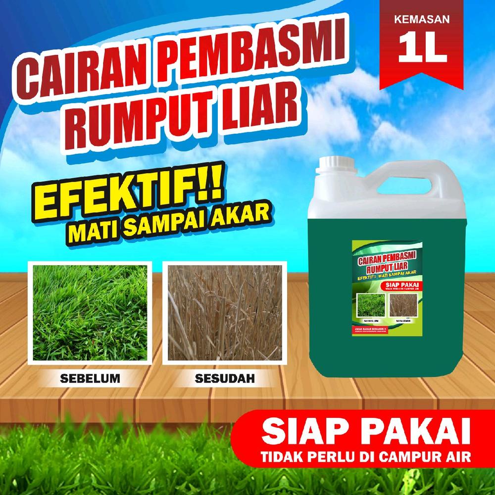Cairan Pembasmi Rumput Liar Ampuh mati sampai akarny kemasan jurigen 1 liter - -, -