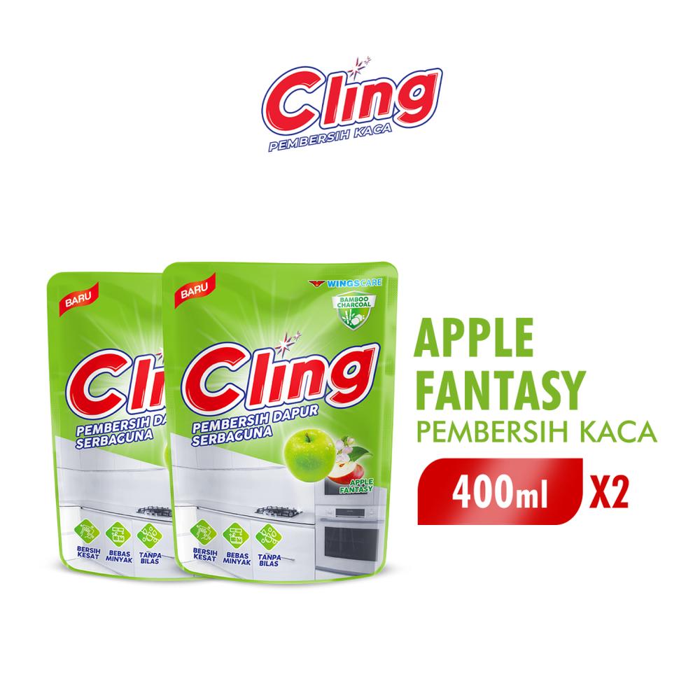 CLING Pembersih Dapur Apple Fantasy Refill Pouch 400ml x2