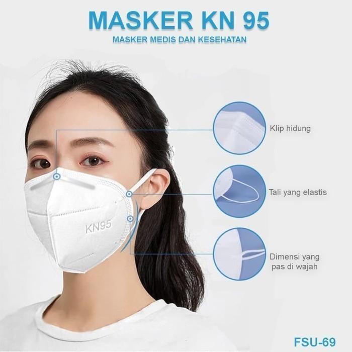 Masker KN95 Masker Medis 1 box isi 10 Merk CAREION - Putih