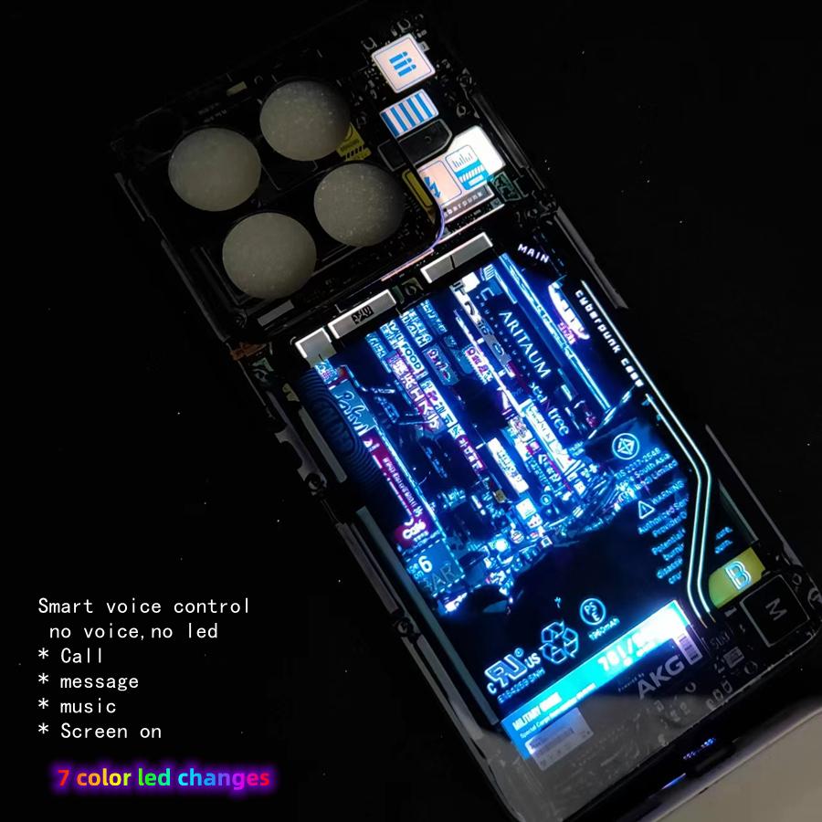 Cyber Luminous Glass LED Flash Phone Case For XiaoMi 14T 13T Pro 13 12 15 Ultra RedMi K60 K50 Poco F6 F4 F5 Call Light Up Cover