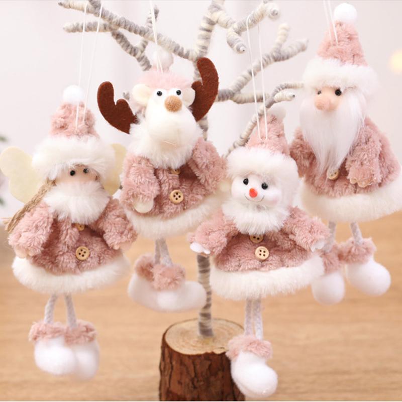 1PC Pink Christmas Plush Angel Girl Snowman Pendant Santa Claus Snowm…
