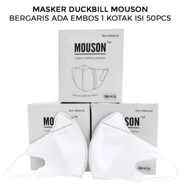 Masker Mouson Duckbill isi 50 4ply Tebal / Masker Premium Duckbill Mouson isi 50 Warna Putih Hitam - Mouson 4ply Hitam