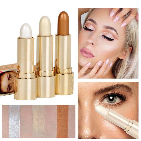 3 Colors Illuminator Face Highlighter Makeup Sticks Whitening Cream S…