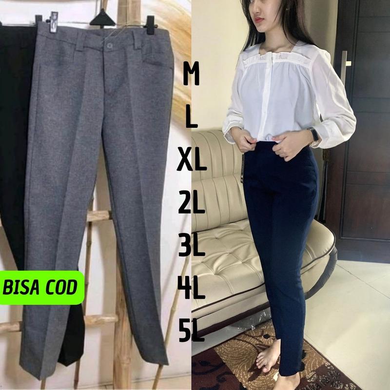 Celana Kantor Wanita Model resleting size M - Jumbo