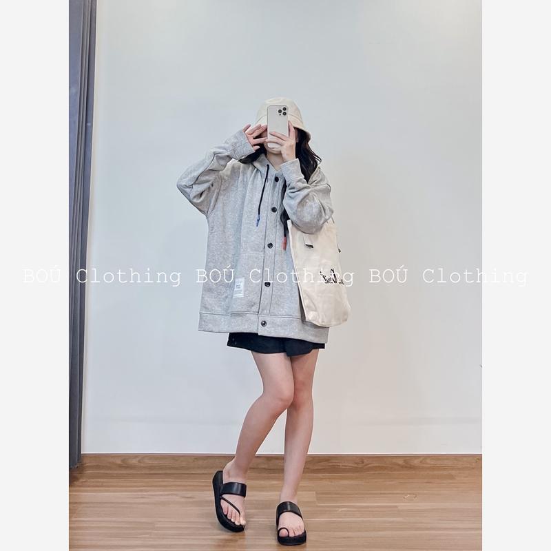 Áo khoác nỉ bông khoá cúc thời trang trẻ trung dành cho nữ (Ảnh thật)