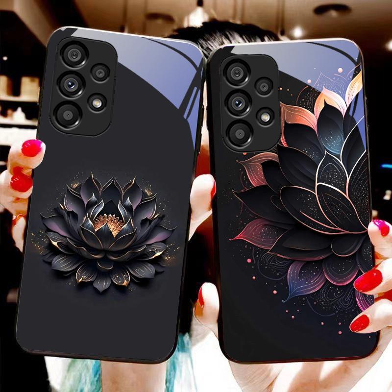 Luminous Black Lotus For Samsung Galaxy S10 S20 Plus S21 FE S22 S23 S24 FE S25 Ultra Black Tempered Glass Phone Case Hard Shell