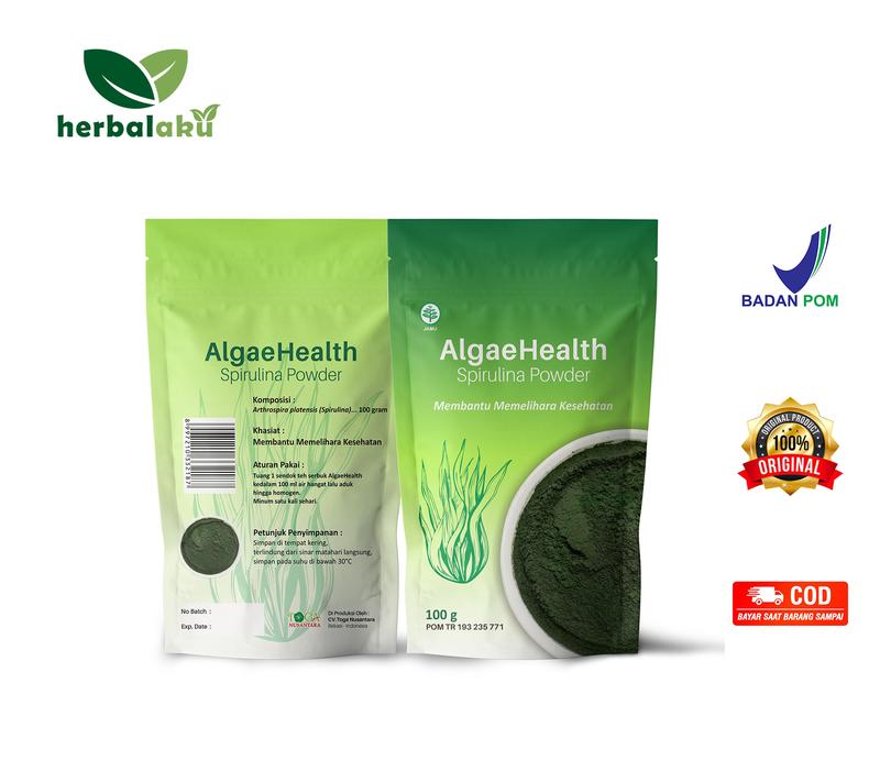 Herbalaku BPOM/Algae Health/Bubuk Spirulinar/ Untuk Masker Dan Minum