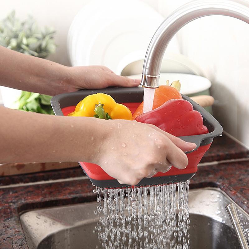Colander Dish Drainer Foldable Strainer Fruit Vegetable Washing Baske…